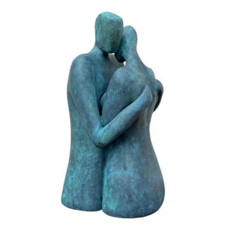 Keramisch beeld “Liefde” – handgemaakt brons‑groen kunstwerk – perfect cadeau – 22x10x10 cm