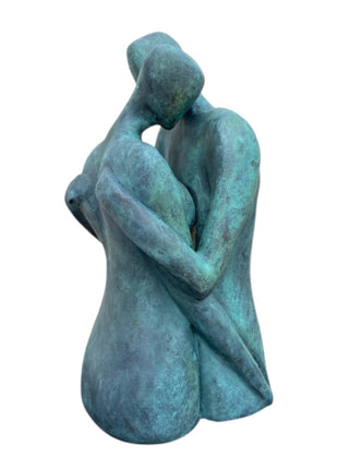 Keramisch beeld “Liefde” – handgemaakt brons‑groen kunstwerk – perfect cadeau – 22x10x10 cm