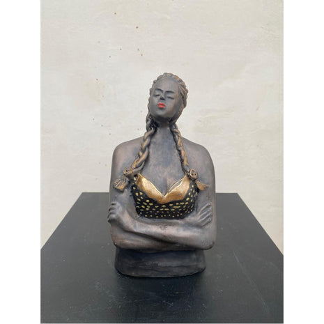 Borstbeeld incl. sokkel - Keramisch Beeldje - Bernadette te Wierik