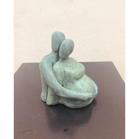 Keramiek Beeldje Zwanger – In Verwachting – Groen Keramiek – Handgemaakt
