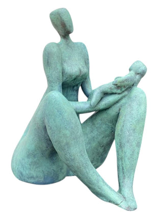 Keramisch Beeld Geboorte Bronsgroen Handgemaakt Keramiek 21 cm