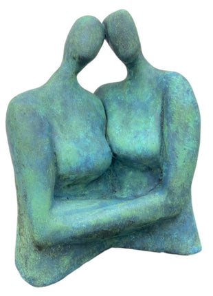 Keramisch Beeldje Man & Vrouw – Liefde & Relatie – Bronsgroen – Handgemaakt – Uniek Geschenk/Cadeau