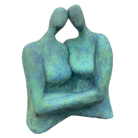 Keramisch Beeldje Man & Vrouw – Liefde & Relatie – Bronsgroen – Handgemaakt – Uniek Geschenk/Cadeau