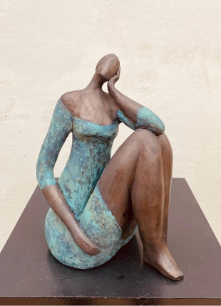 "Thinker" - Handgemaakt Keramisch Beeld - Bernadette te Wierik