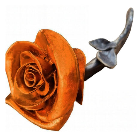 Roos van keramiek - Oranje Roos - Relatiegeschenk - Geschenk Cadeau - Oranje - 25 cm