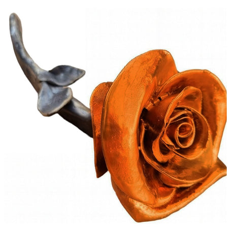 Roos van keramiek - Oranje Roos - Relatiegeschenk - Geschenk Cadeau - Oranje - 25 cm