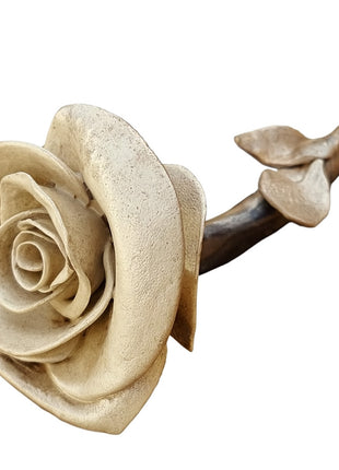 Roos van keramiek - Zand Kleur - Relatiegeschenk - Geschenk Cadeau - 25 cm