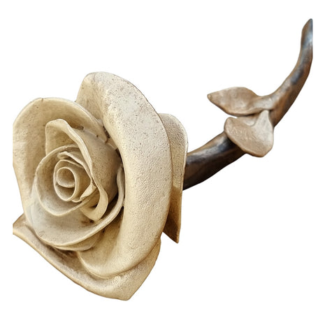 Roos van keramiek - Zand Kleur - Relatiegeschenk - Geschenk Cadeau - 25 cm