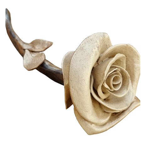 Roos van keramiek - Zand Kleur - Relatiegeschenk - Geschenk Cadeau - 25 cm