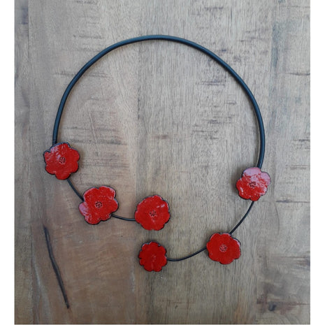 Hanger met Bloemen - Rood - Sierraad van Keramiek - Bernadette te Wierik