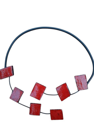 Hanger met Vierkantjes - Rood - Sierraad van Keramiek - Bernadette te Wierik
