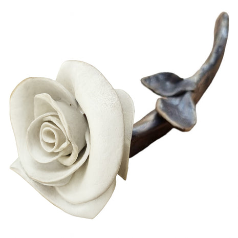 Roos van keramiek - Wit - Relatiegeschenk - Geschenk Cadeau - 25 cm